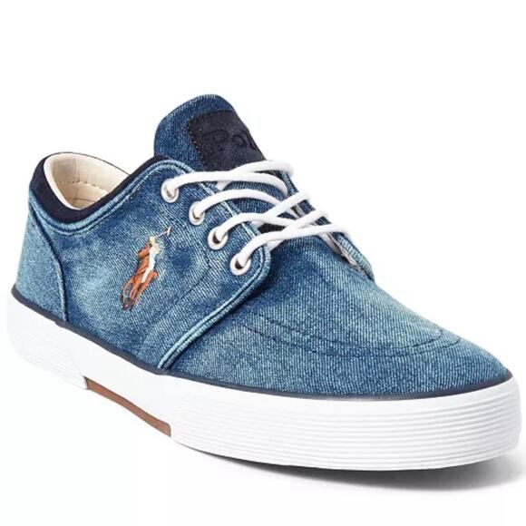 Polo Ralph Lauren Other - POLO RALPH LAUREN Men's Blue Faxon Classic Low-Top Denim Sneakers size 11D